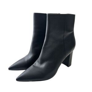 Marc Fisher Ankle Boots Booties Womens Size 9.5 Black Leather Heeled